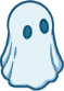 A cute ghost. When clicked, it floats away and disappears.